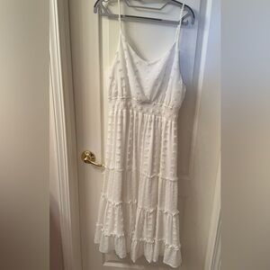 Elegant White Textured Midi Dress